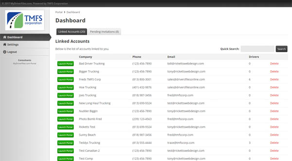 Captura de pantalla: Driver Qualification Software For Consulting Firms Dashboard